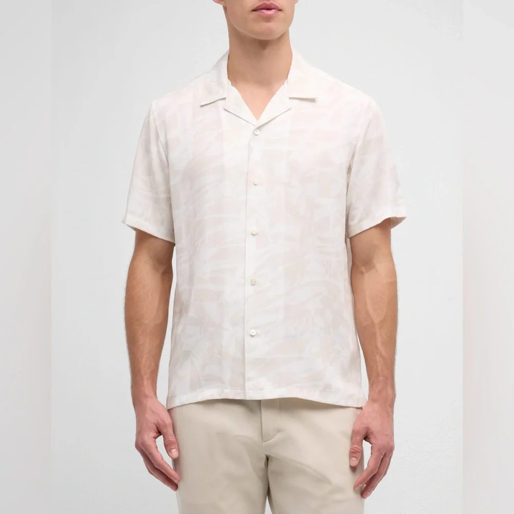 Theory Men's Irving Abstract Palms Camp Button Down Casual Shirt